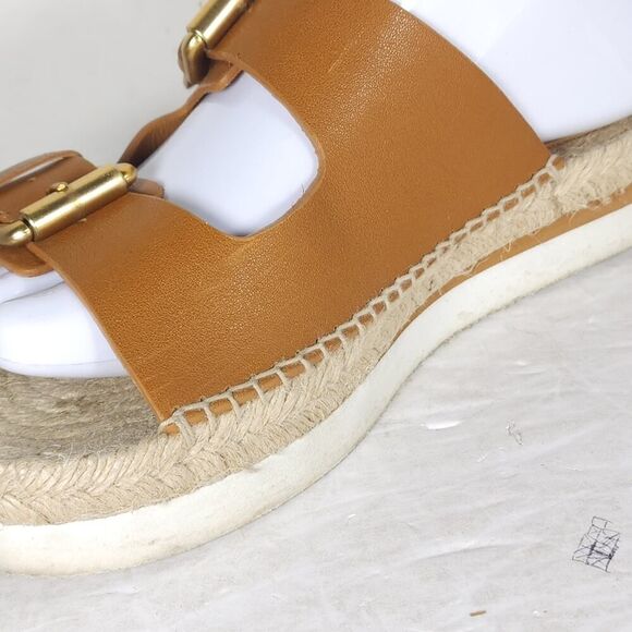 See by Chloe Women's Glyn 38 US7,5 Brown Leather Espadrille Mules Slide Sandals - Picture 16 of 16